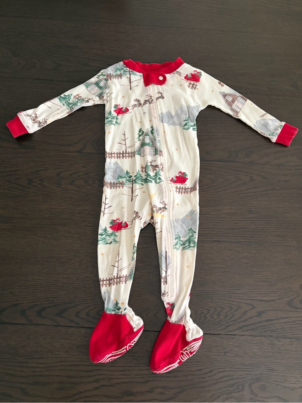 Santa’s Sleigh Zip Front Footed Sleeper (6-9M)